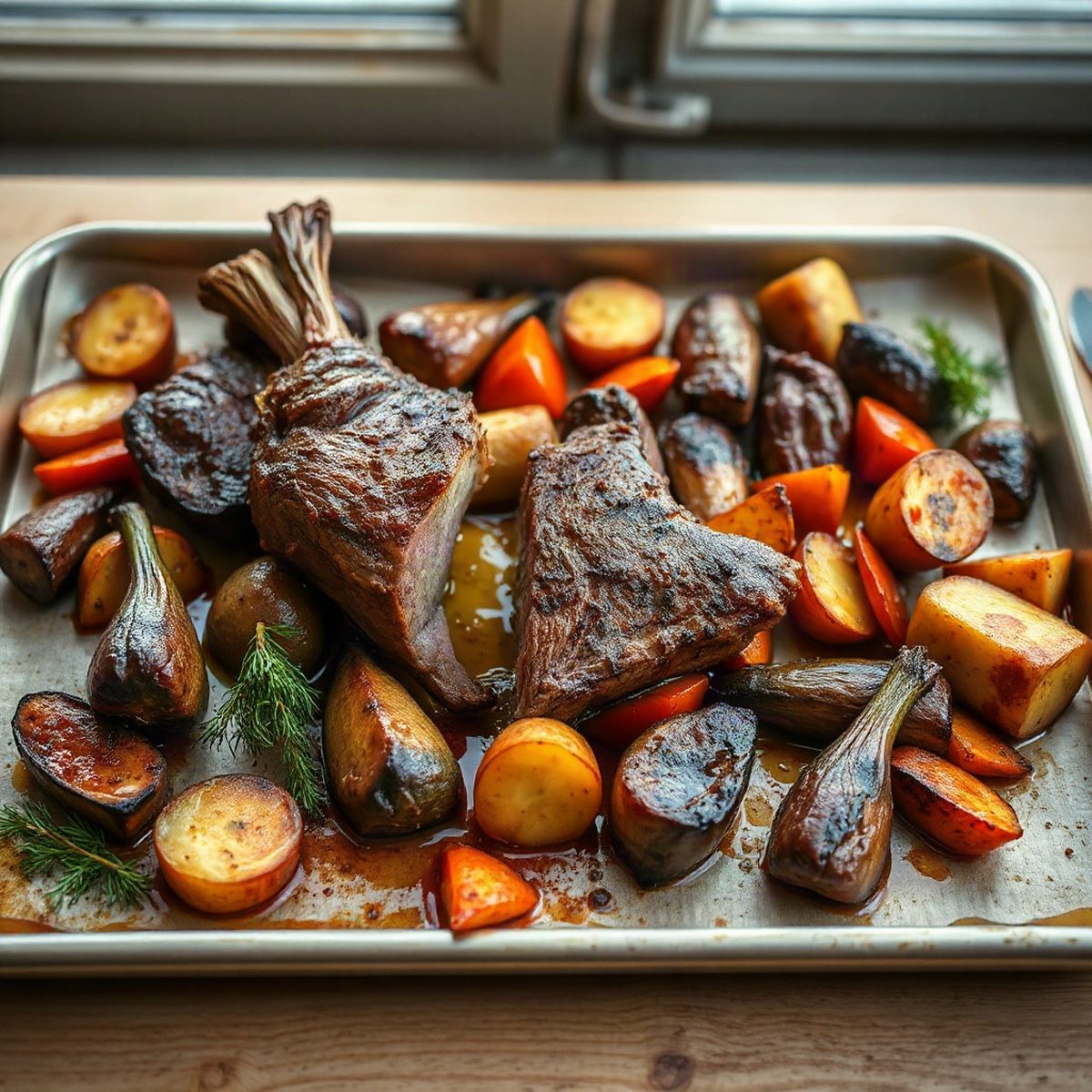 Rôti de palette braisé aux poireaux et courge