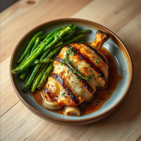Pilons de poulet caramélisés au gingembre, vermicelles et chou napa