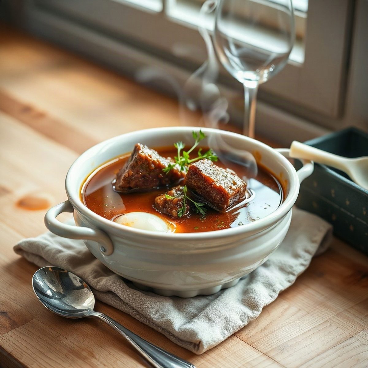 Ragoût de jarret de bœuf braisé au chou napa