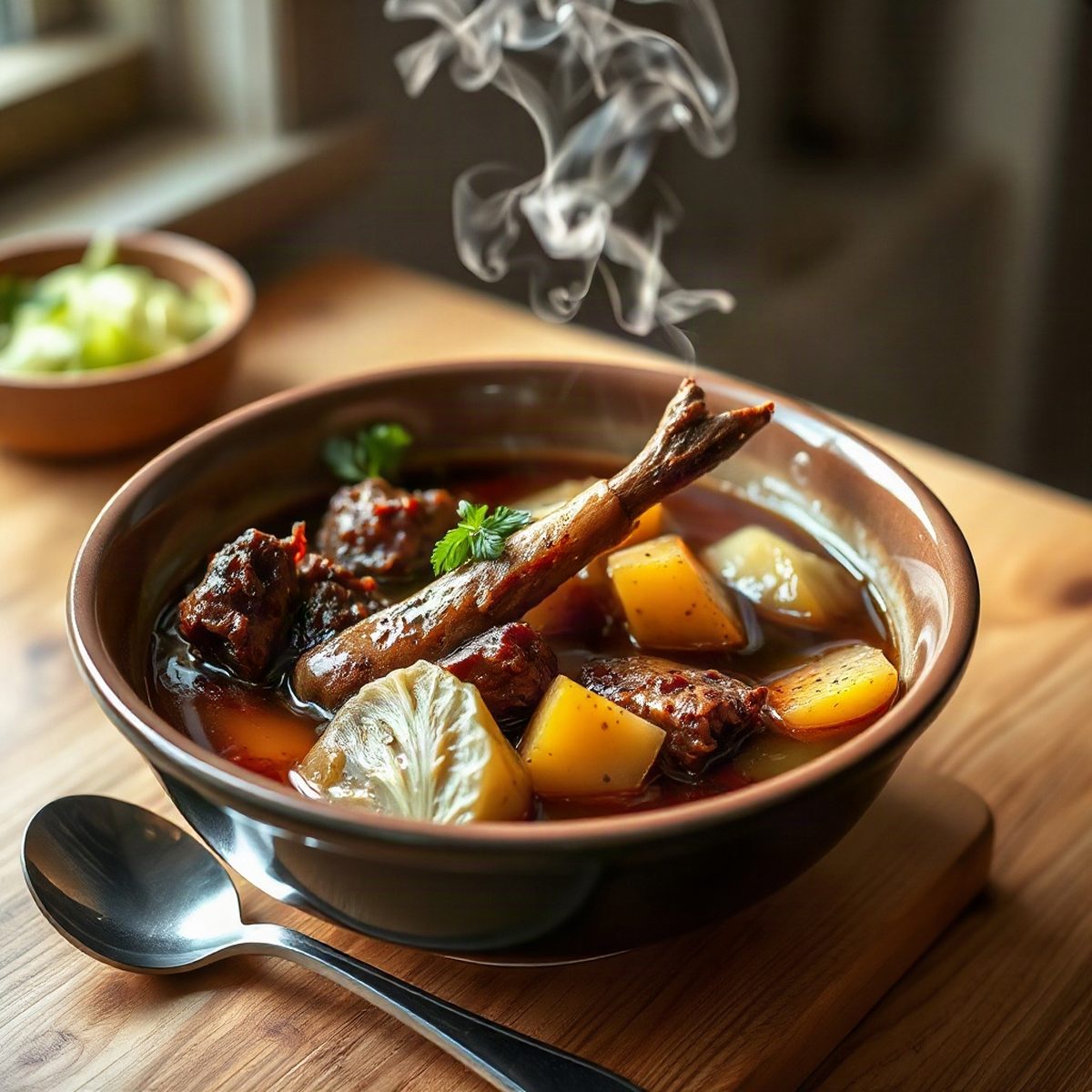 Pork Neck Bone Stew with Cabbage and Potatoes