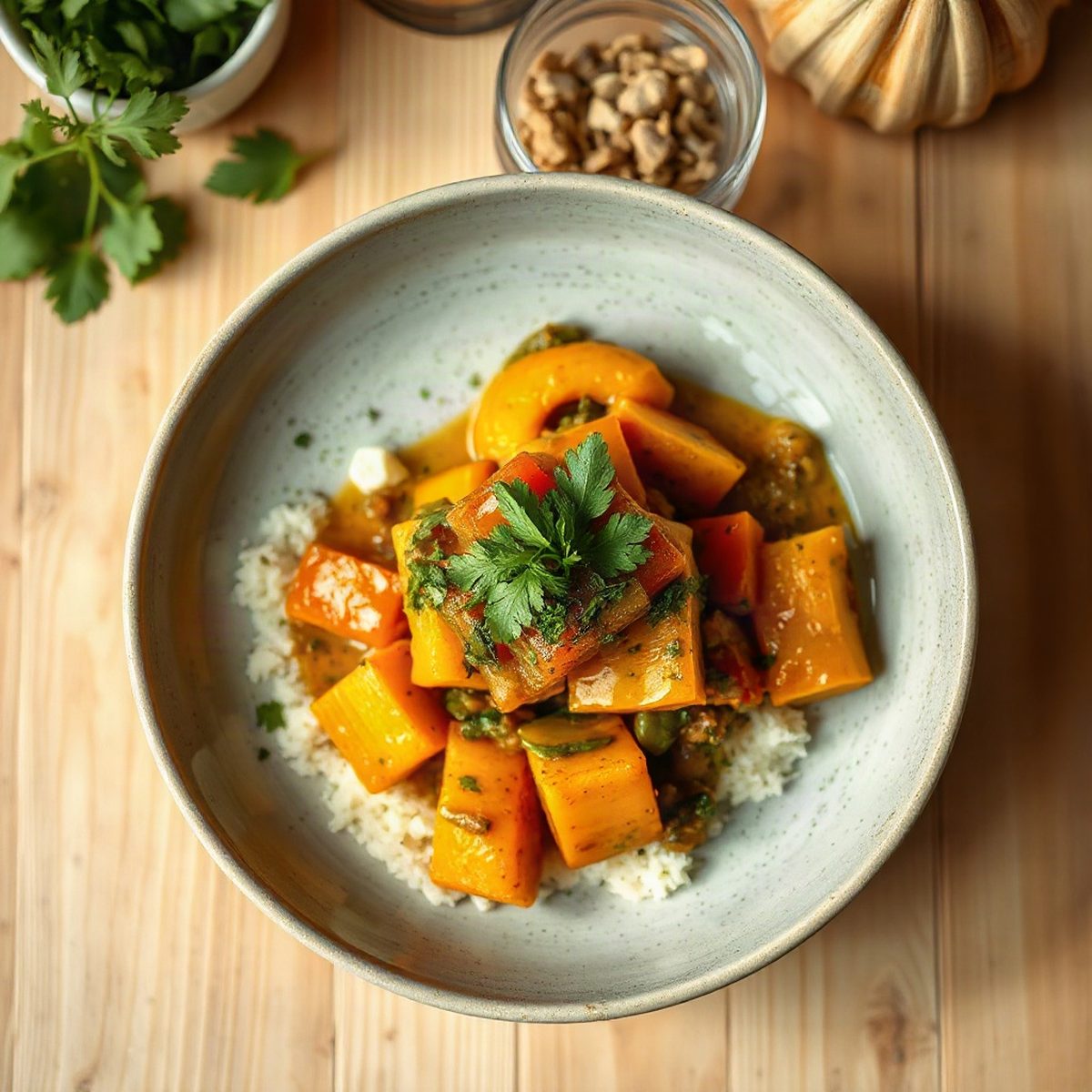 Mild Kabocha Squash and Cabbage Curry