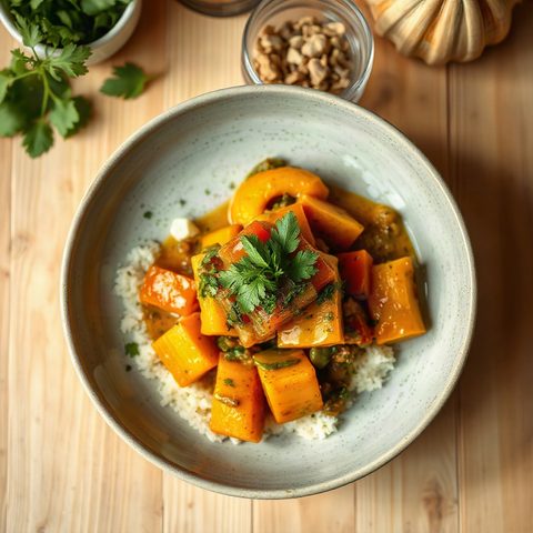 Curry doux de courge kabocha et chou