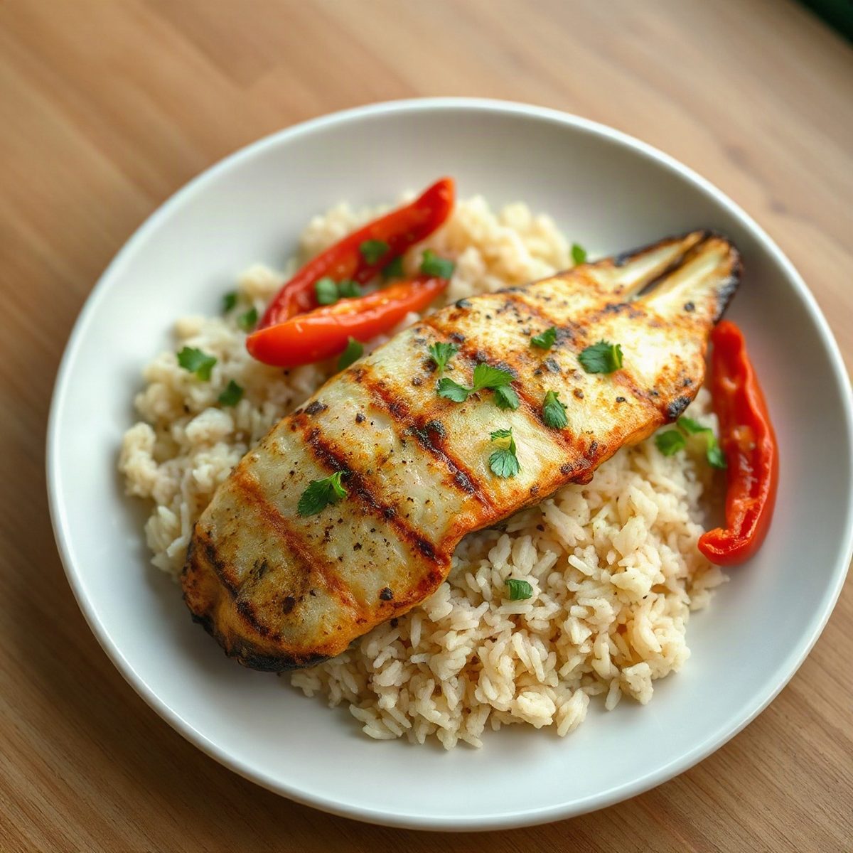 Tandoori Tilapia with Basmati Rice and Peppers