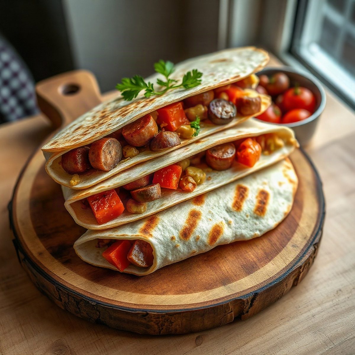 Vegan Wheat Sausage and Pepper Fajitas