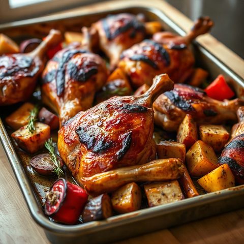 Hauts de cuisses de poulet rôtis au miel et paprika fumé