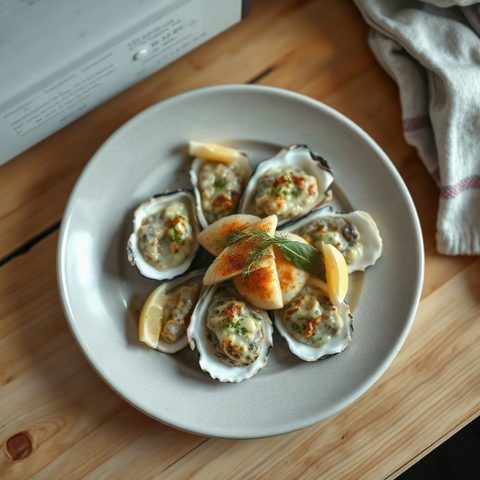 Huîtres gratinées au Boursin et à l'ail