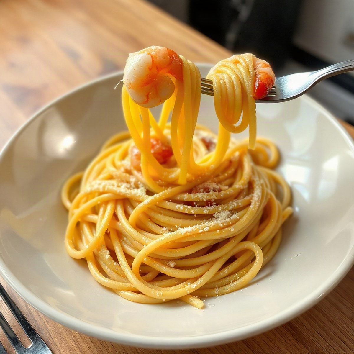 Garlic-Lemon Shrimp over Spaghetti