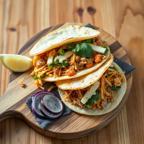 Tacos effilochés de végépâtés au fauxmage