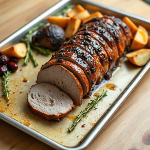 Filet de porc rôti au sirop d'érable et canneberges