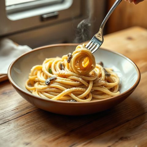Pâtes crémeuses aux champignons et au citron