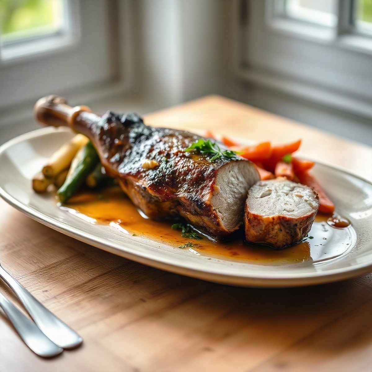 Maple-Mustard Braised Pork Leg