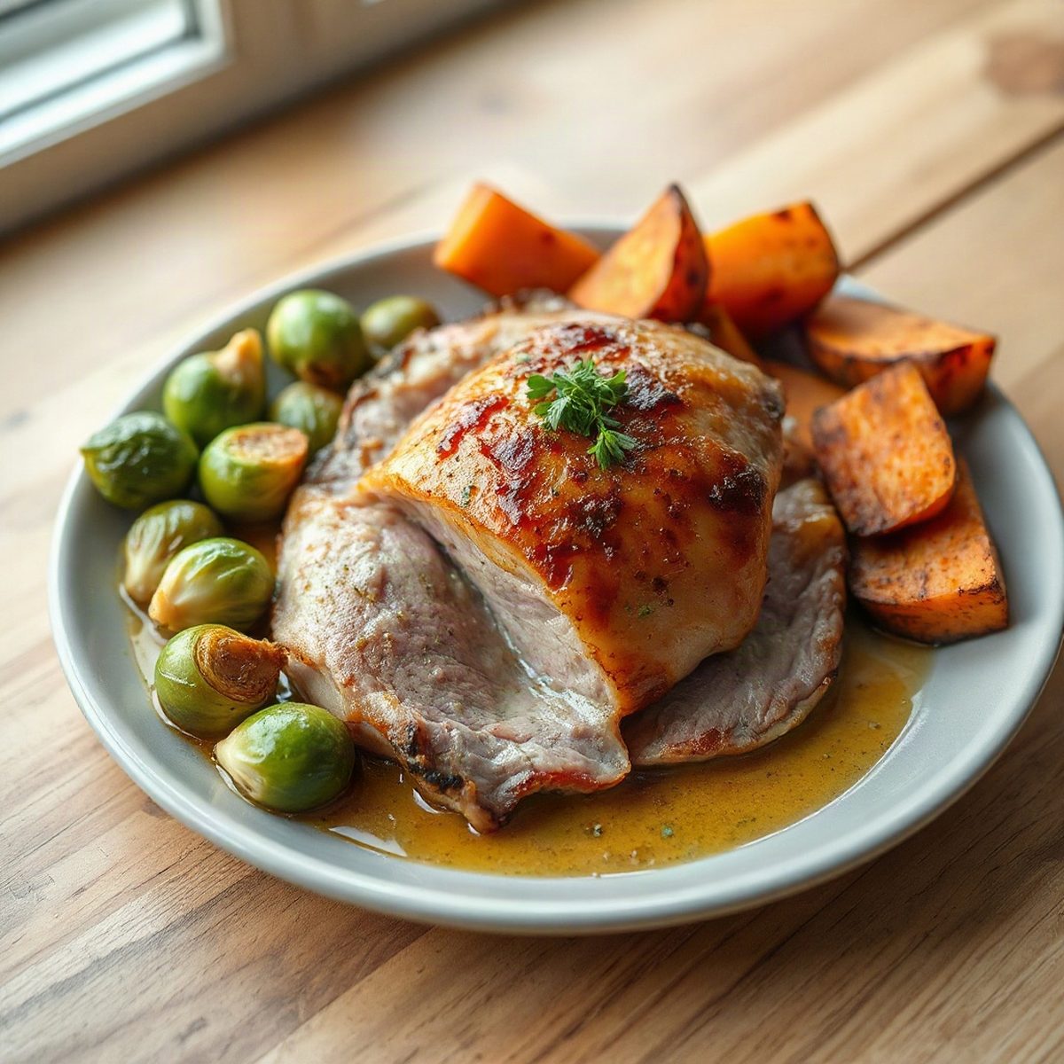 Autumn Skillet with Gold Label Ham, Brussels Sprouts and Sweet Potatoes