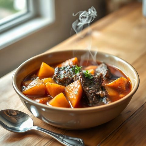 Ragoût de brisket braisé aux légumes racines