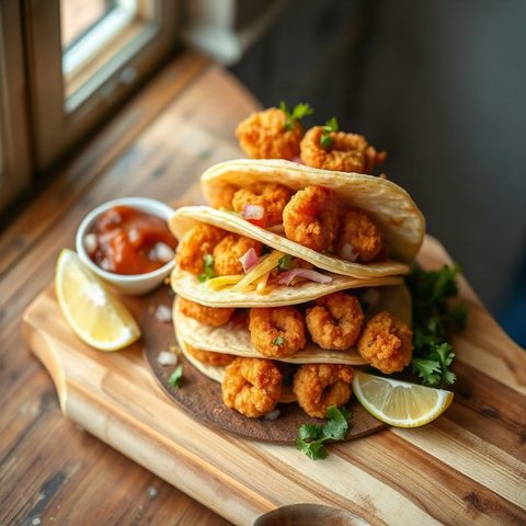 Tacos de crevettes panées croustillantes