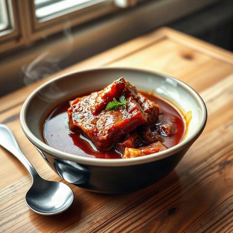 Côtes levées de porc braisées au coulis de tomates et sirop d'érable