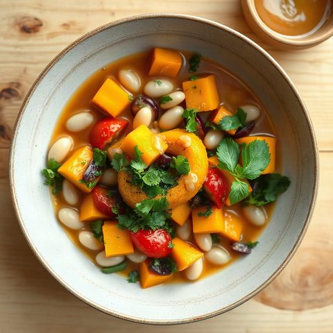 Curry doux de courge kabocha et haricots blancs