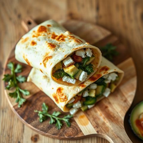 Wraps au fenouil braisé, feta et avocat