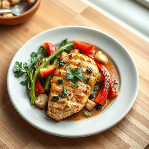 Sauté de poulet grec aux poivrons