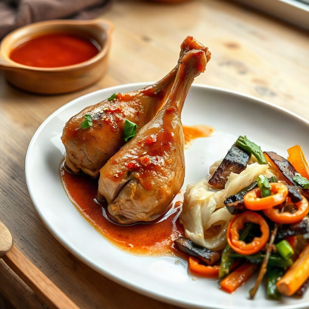 Braised Chicken Drumsticks with Napa Cabbage and Sesame