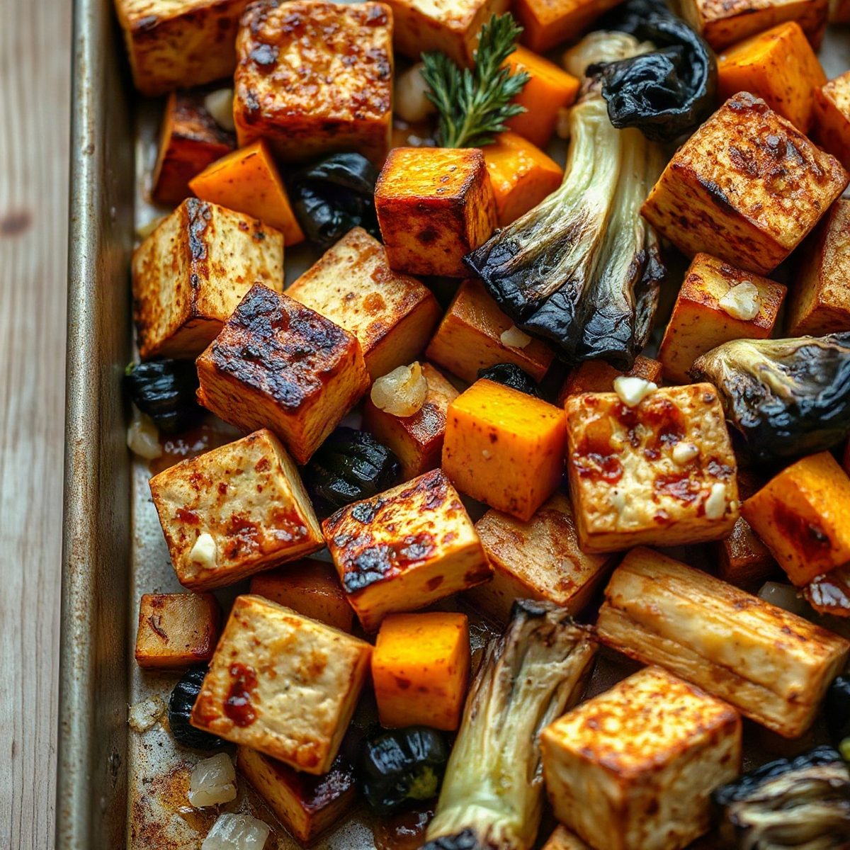 Roasted Tofu with Buttercup Squash and Napa Cabbage