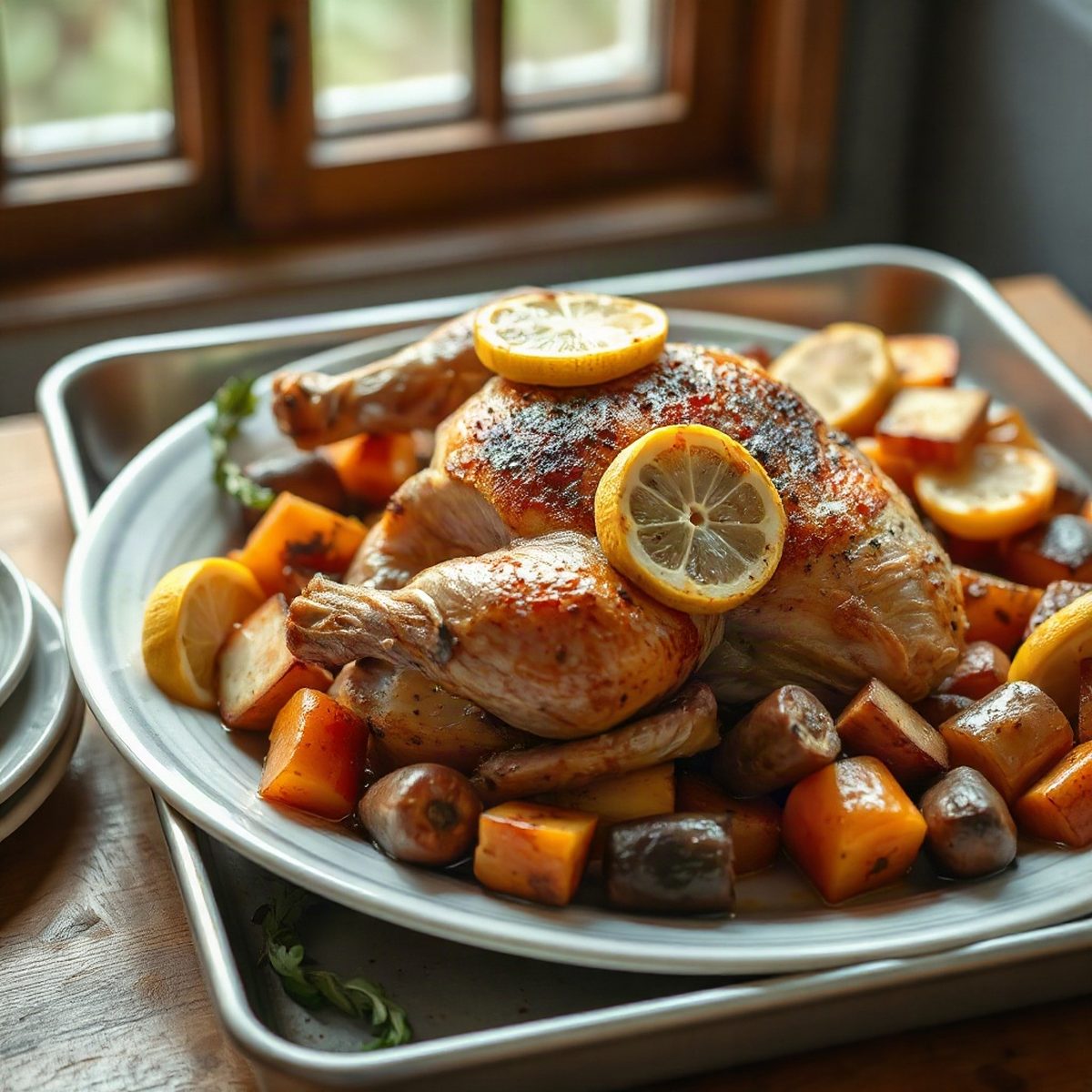 Lemon Roast Chicken with Root Vegetables