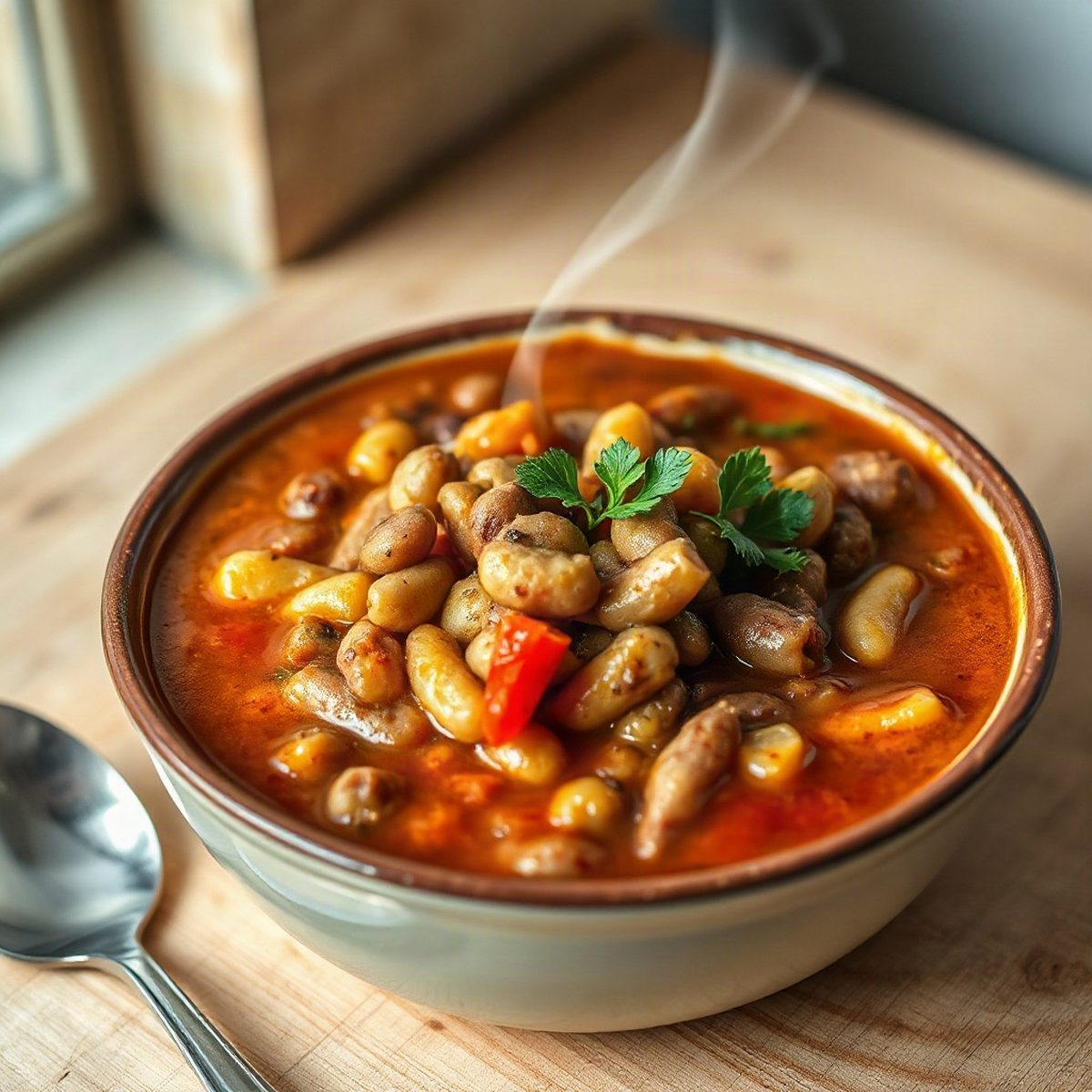 Quick Legume Chili with Green Peppers
