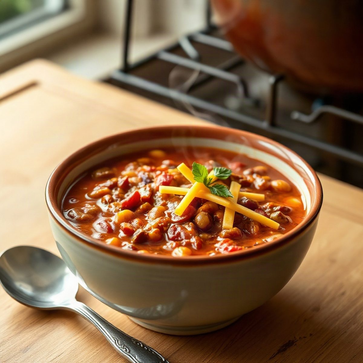 Legume Chili with Cheddar