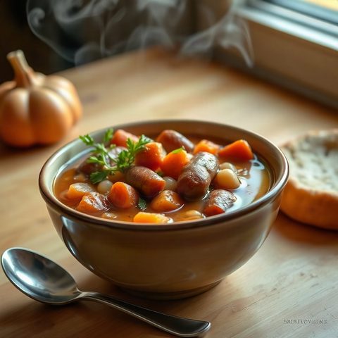Mijoté de saucisses, carottes et haricots blancs