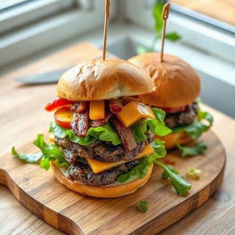 Burgers BBQ au bœuf haché et laitue romaine
