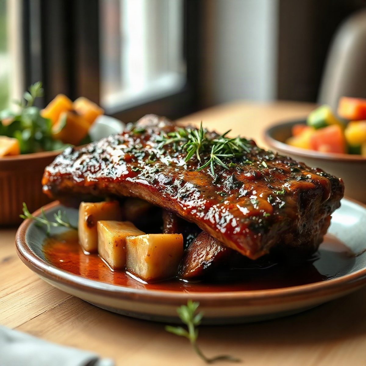 Maple-Rosemary Braised Pork Shoulder Ribs