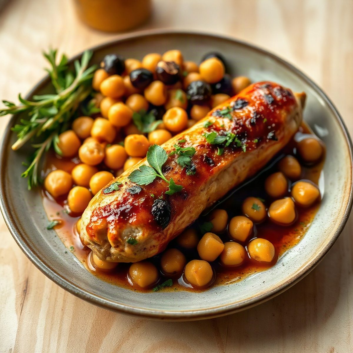 Quick Smoked Chicken Sausage and Chickpea Cassoulet