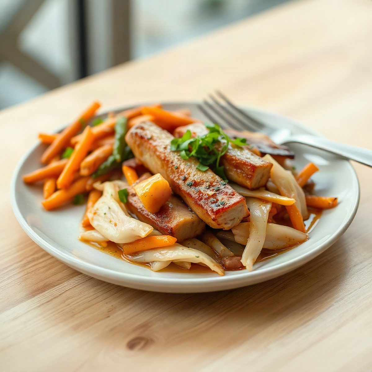 Sauté de porc et chou napa à la sauce soya