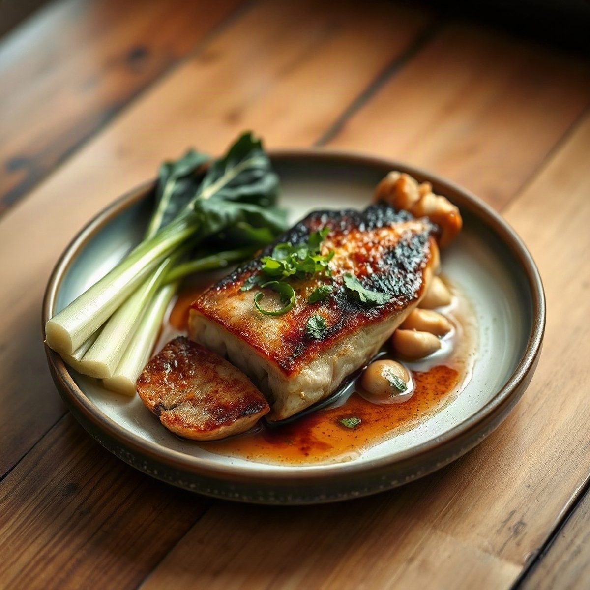 Braised Catfish with Ginger and Bok Choy