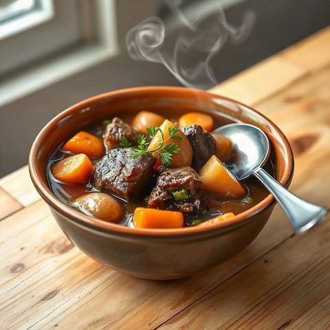 Ragoût de bœuf mijoté aux carottes et pommes de terre
