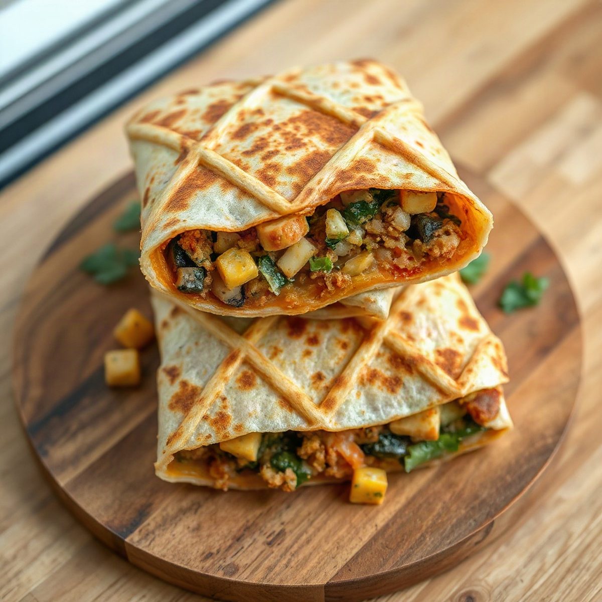 Cajun Veggie-Crumble Wraps with Cheddar