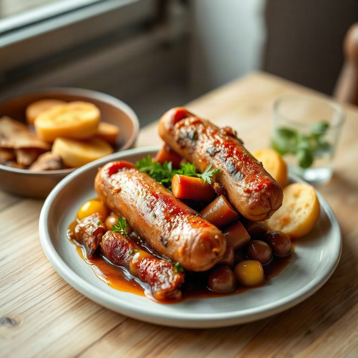 Express Cassoulet with Spicy Sausages and Smoked Bacon