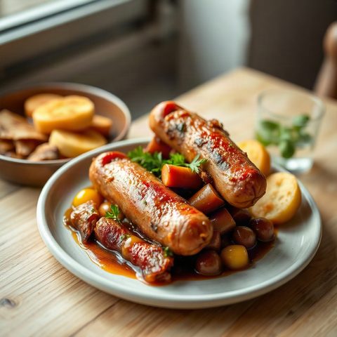 Cassoulet express aux saucisses piquantes et bacon fumé