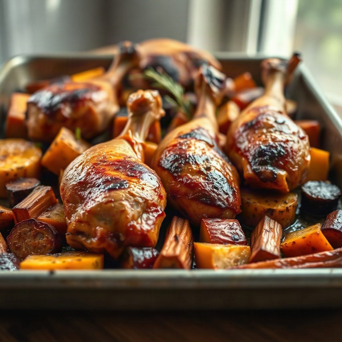 Roasted Chicken Drumsticks with Smoked Paprika and Buttercup Squash