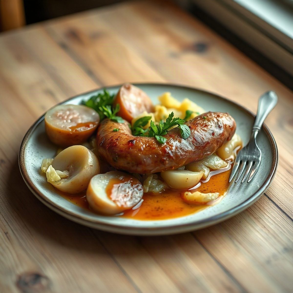 Smoked Sausage, Green Cabbage and Potato One-Pot