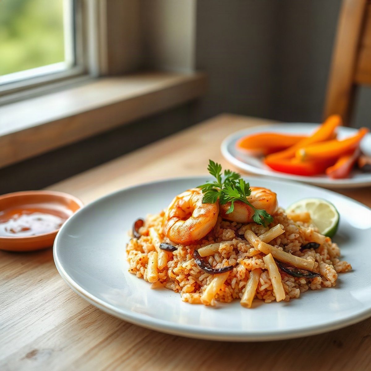 Quick Shrimp, Pepper and Lime Rice Stir-Fry
