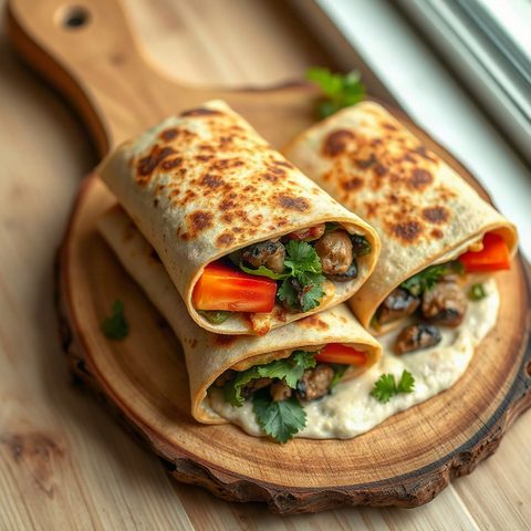 Wraps de kebab végétarien à l'hummus et légumes croquants