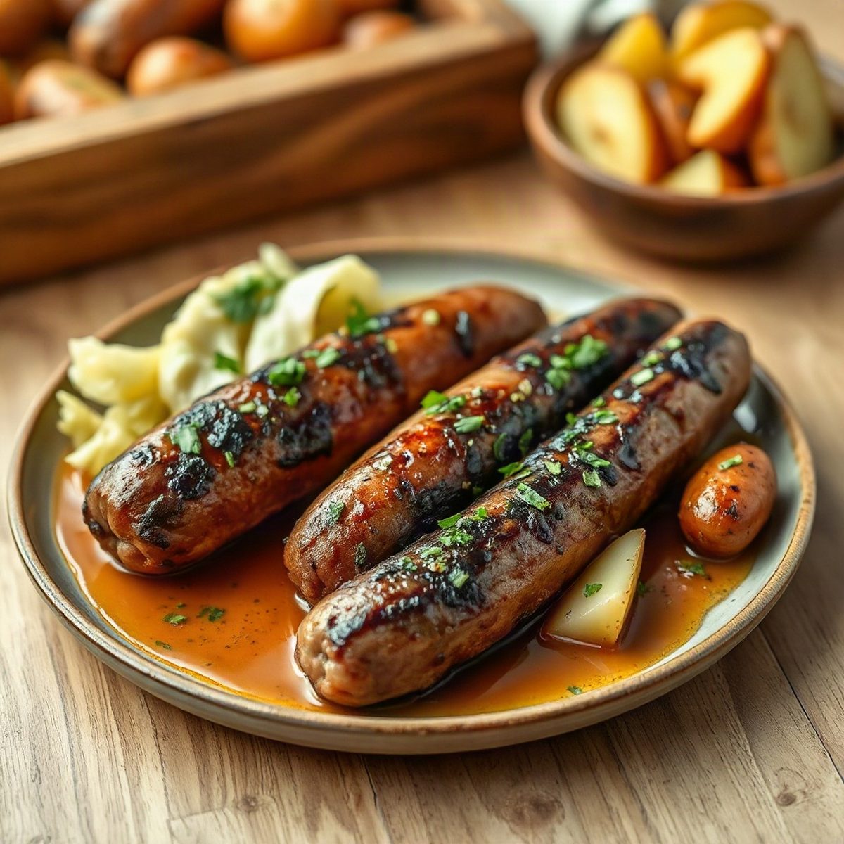 Braised Smoked Sausages with Cabbage and Potatoes