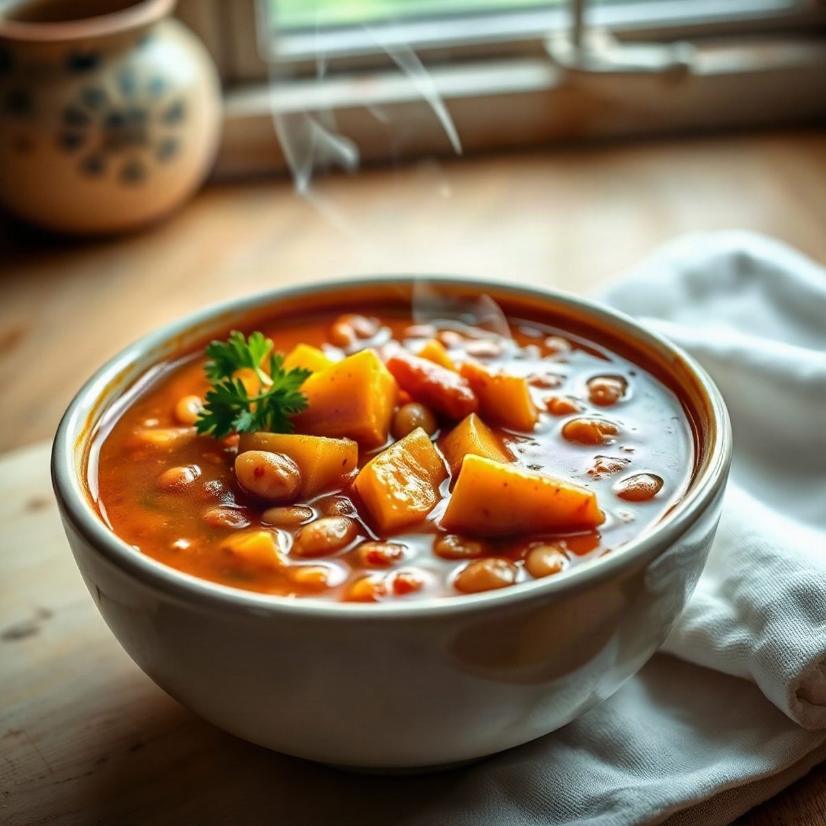Chili végétarien à la courge et aux haricots