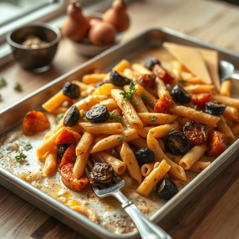 Pâtes crémeuses au butternut rôti et cheddar
