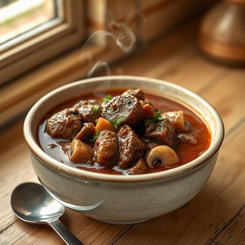 Ragoût de bœuf mijoté aux champignons