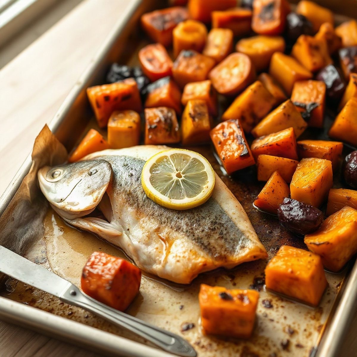 Lemon-butter trout with roasted butternut squash