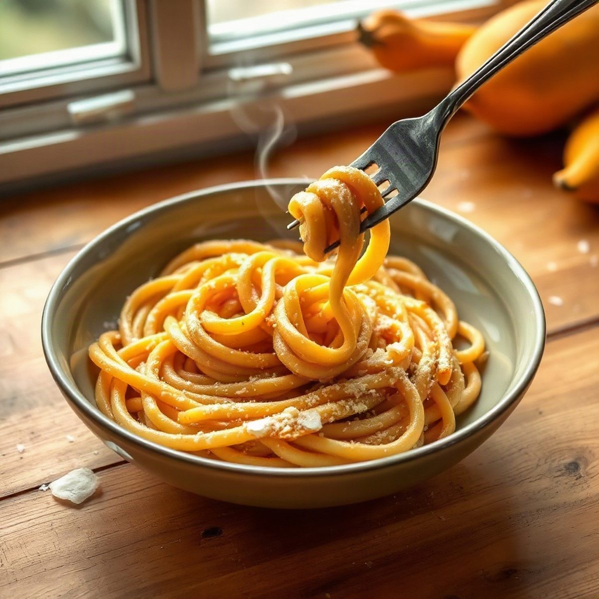 Pâtes crémeuses à la courge butternut et fromage Oka
