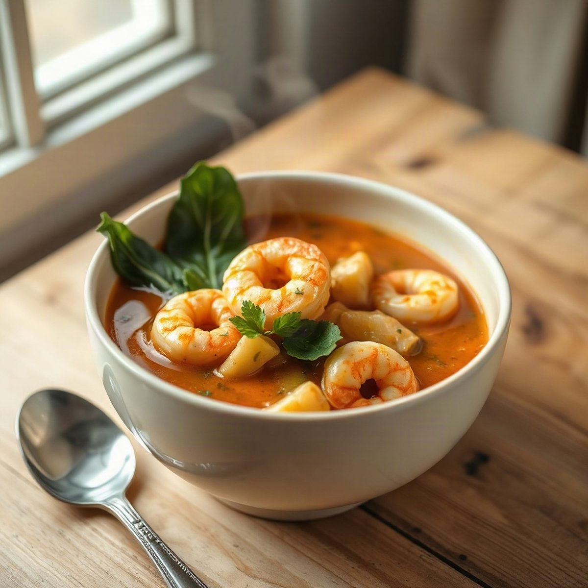 Curry de crevettes au lait de coco, chou-rave et bok choy