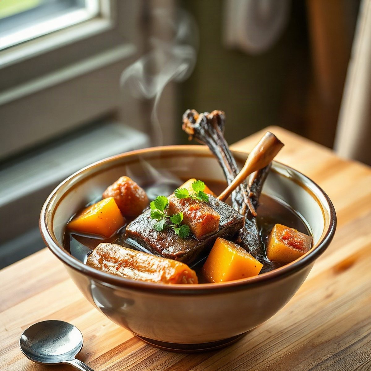 Braised Beef Neck Bones with Root Vegetables and Taro