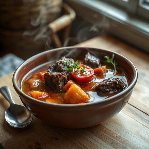 Ragoût de jarret de bœuf aux tomates et paprika fumé